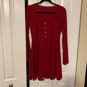 Red long sleeve dress